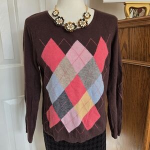 Talbots Cotton Angora Argyle Sweater - EUC